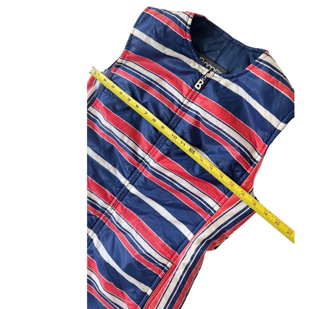 Bogner Vintage Striped Puffer Vest Red White Blue Nylon Zip Front Size 12/40 - Picture 4 of 15